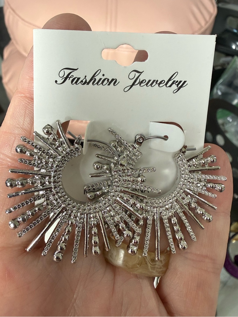 Fashion Jewelry Silver Radiant Sunburst Hoop Earrings